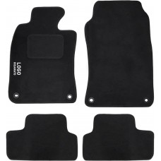 SET TAPPETI SAGOMATI AUTO IN MOQUETTE NERA 4 CLIP FISSAGGIO COMPATIBILI CON MINI LOGO RICAMATO